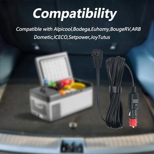Image of DC 12V Power Cord Car Fridge Compatible with Alpicool, Bodega, Euhomy, BougeRV, ARB, Dometic, ICECO, Setpower, JoyTutus Car Refrigerator Power Cord