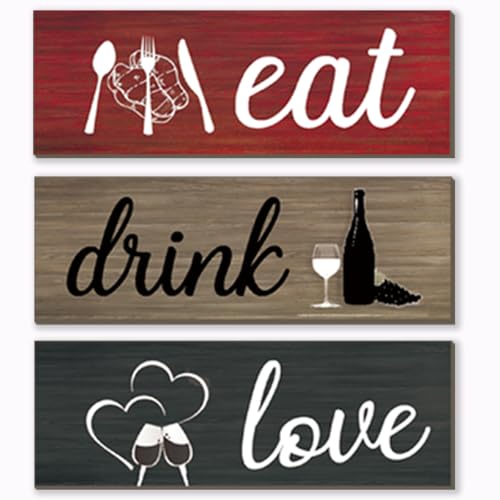 FENCORDAR 3 Pcs Farmhouse Kitchen Wall Decor Red Black Dining