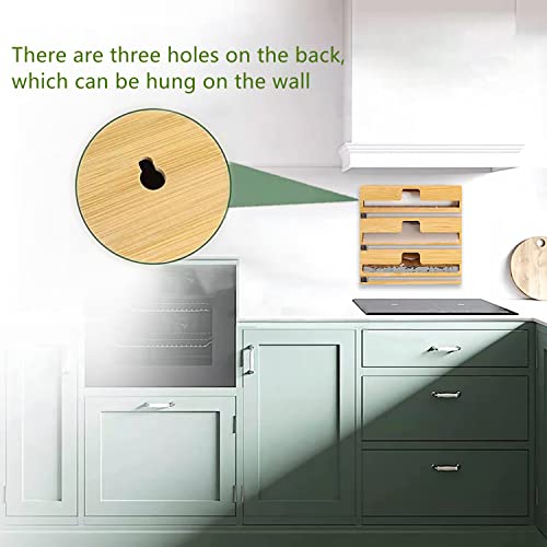 image for lxllnqh Bamboo Wrap Dispenser with Cutter，3 in 1 Kitchen Roll Organi
