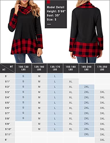 Miusey TUNIC SHIRTS BT004BU2L Going Out Tops For Women, Ladies Cowl Neck Tshirt Long Sleeve Cotton Shirt Tees Fall Outfits Loose Blouses Casual Wear Ruched Gradient Tunics For Leggings With Trim Button Paisley Blue L thumb #3