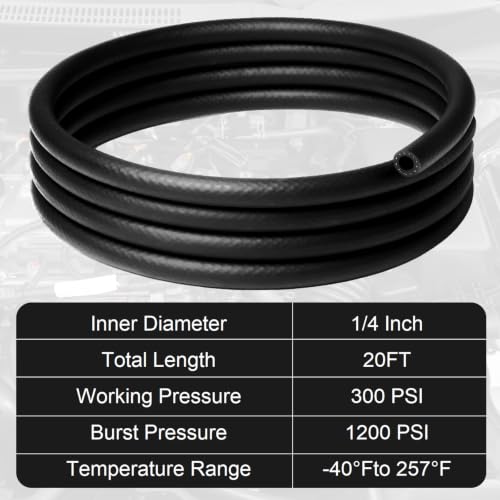 Image of 1 /4 Inch ID NBR Rubber Hose, 20 Feet Fuel Hose Line Transfer Hose for Small Engine Black
