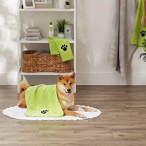 Image of Bone Dry Pet Grooming, Embroidered Microfiber Towel Drying Collection, 15x30, Lettuce Green