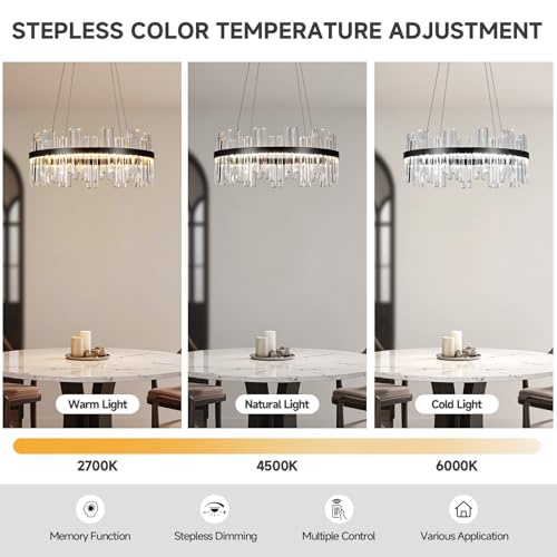 Feasey Black Modern Crystal Led Chandelier,Round Chandelier Over Table by Feasey - Used condition - Image 4