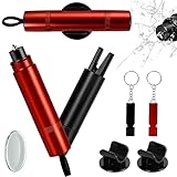 Aurinovellia 2 Pezzi Martello di Emergenza Auto 2 in 1 – Taglia Cinture di Sicurezza e Rompivetro, Martello di Sicurezza con Vetro di Prova e 2 Fischietti (Rosso + Nero)