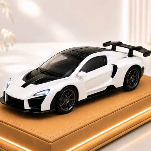Image of GRAPHENE 1:32 Scale Metal Diecast Pull Back Sports Toy Car High Speed Premium Realistic Model Car Friction Powered Miniature Racing Openable Doors Light Sound Best Gift Boys Girls for 2+(White)