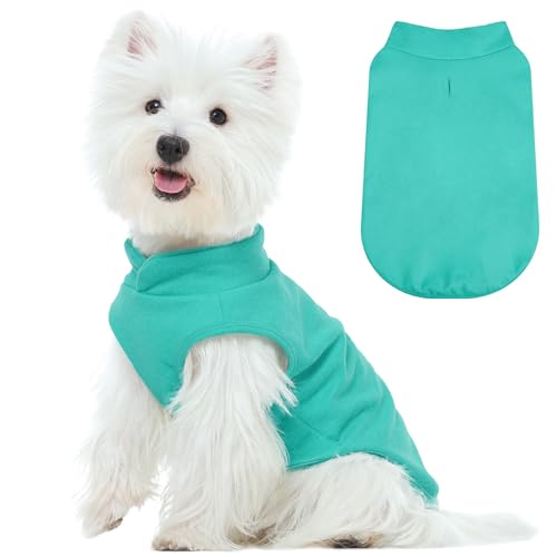 FUAMEY Dog Fleece Vest for Small Dogs,Warm Stretchy Dog Sweatshirts Pullover with Leash Hole Dogs Sweater Soft Pet Turtleneck Cozy Pet Vest Lightweigh