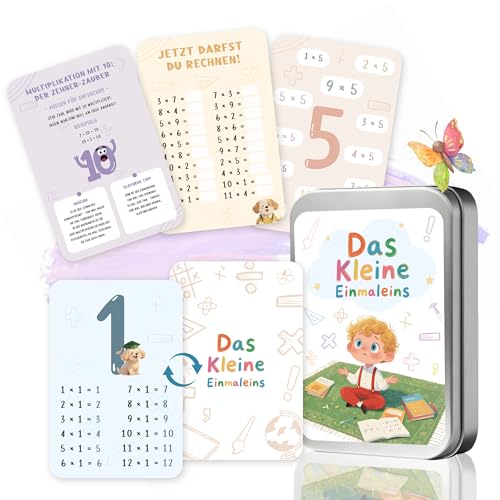 BIROYAL 1×1 Lernkarten – 46 STK 1×1 Lernen Spiel [1-12] – Einmaleins Karten inkl. Lerntipps & Übungen – 1×1 Karten für Grundschüler – Einmaleins Lernen für Mathe 1. Klasse – Lernhilfen für Kinder