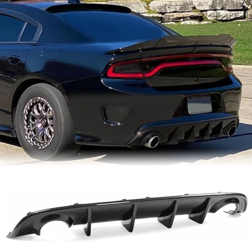 JIE NORMAN for Charger Rear Diffuser Compatible with 2015 2016 2017 2018 2019 2020 2021 2022 2023 Dodge Charger SRT Rear Bumper Lip Diffuser Carbon Fiber Look(Non-Widebody Charger Carbon Fiber Look)
