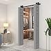 72 in. x 80 in. Hollow Core 6 Panel Light Gray Painted MDF Composite Double Bi-Fold Barn Doors with Sliding Hardware Kit