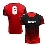 NXTBHDCW Camisetas Suaves para Hombre Camisetas para Entrenamiento con Estampado Rainbow Six Siege Camisetas Polo Elásticas De Manga Corta con Cuello -Red||L