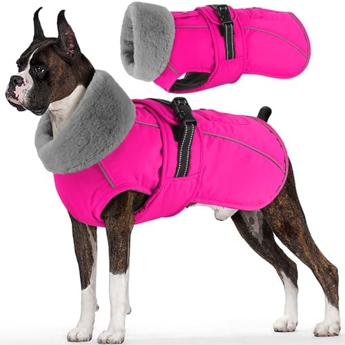 Dogcheer Dog Coat with Pocket, Waterproof Dog Jacket with Adjusta...
