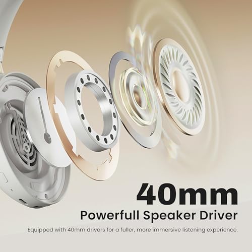 Image of EVM EnSonic Over Ear Wireless Headphones | Bluetooth 5.3+EDR | 40mm Drivers | Deep Bass Sound | 40H Playtime | HD Mic | Foldable Design | AUX Support, Lightweight | 1 Year Warranty (EVM-WHF-01-Grey)