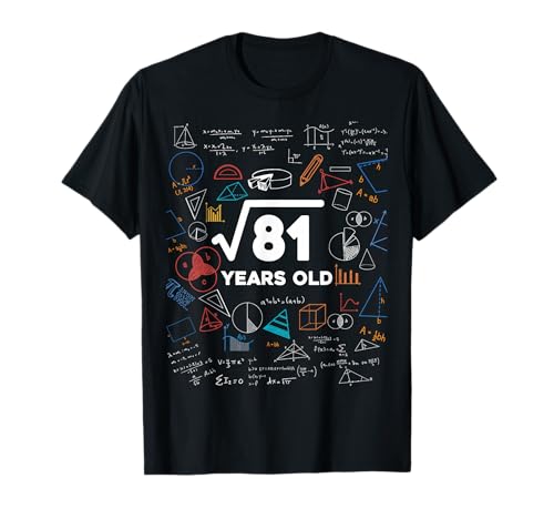 Square Root Of 81 9th Birthday Math Lover 9 Year Old Bday T-Shirt