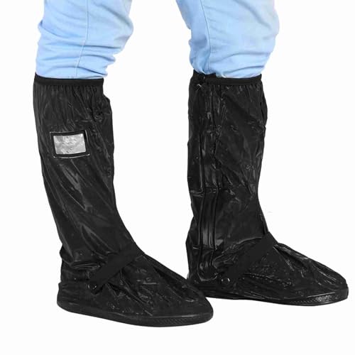 Cubiertas impermeables para zapatos Fdit, protectores reutilizables para motocicleta, bicicleta y ciclismo con suela antideslizante y cremallera para actividades al aire libre en lluvia y nieve (Negro, talla S) miniatura 4