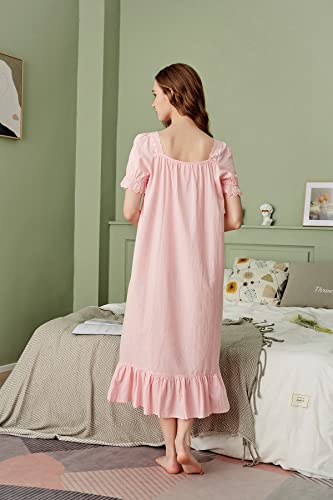 Chemise de nuit en coton pour femme fini la chaleur nocturne rose M