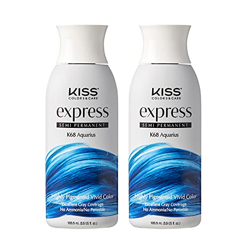 Kiss Express Semi-Permanent Hair Color 100mL (3.5 US fl.oz) (2 PACK, Aquarius)