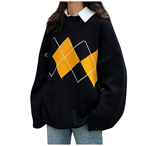 FACAIAFALO Sudaderas Mujer Jerséis sin Capucha con Estampado Hoodie Y2K Oversize Solid Color...