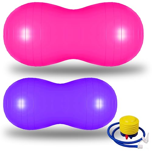 Bailiyake 2 Packs Peanut Ball,Peanut Exercise Ball,Peanut Yoga Ball,Peanut Shape Ball,Anti-Burst And Slip Resistant Fitness Ball With Pump For Home Fitness Labor Birthing Flexible Seating For School #TOP3