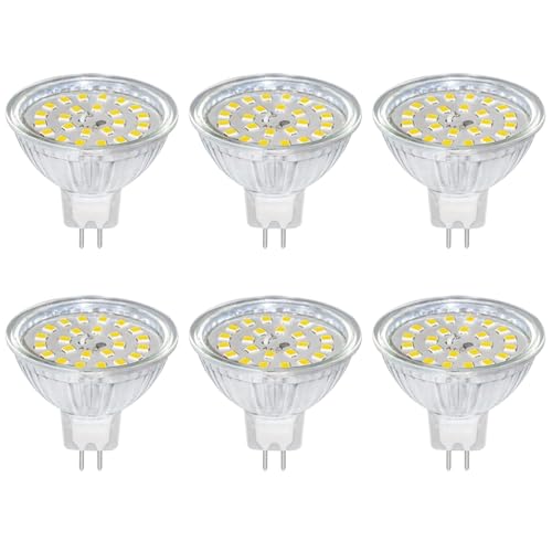 Akynite MR16 GU5.3 5W 12V LED Luz Neutra 4000K, Ø50mm, 500LM, Equivalente a Bombilla Halógena GU5.3 35W 50W, 120 Grados, Focos LED AC/DC 12V para Baño/Cocina, no regulable, pack de 6
