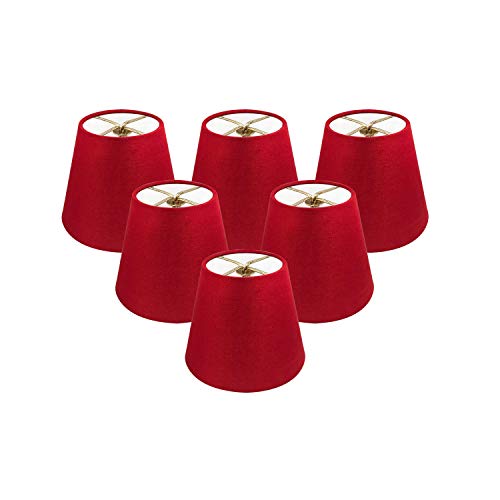 Image of Royal Designs, Inc. CS-1103-5RED-6 Textured Linen Empire Chandelier Shade, 3 x 5 x 4.5, Red, 6-Pack