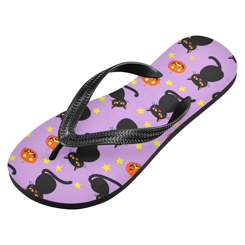 Burbuja Pumpkins Black Cats Flip Flops for Women Men, Soft Thong Sandals Rubber Slippers for Pool Beach Essentials2