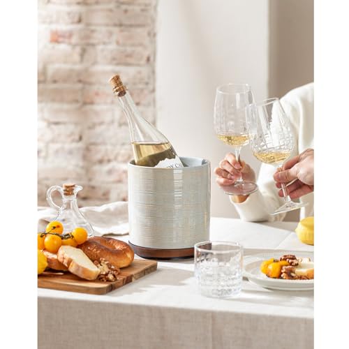 Image of Utensil Holder, 360 Rotating Extra Large Ceramic Kitchen Utensil Holder for Countertop, 7.3 inch Cooking Utensil Crocks with Rotatable Wooden Base, Farmhouse Decor, Dusty Gray