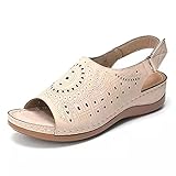 Women Wedges Sandals Casual Platform Slippers Women Peep Toe Sandals High Heels Flip Flops Ladies Sandals Party Sandals (Beige 38)