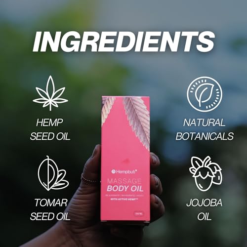 Image of Massage Body Oil - 100 ML | 100% Plant Based Cold Pressed Hemp Seed Oil, Jojoba Oil & Tomar Seed Oil | Relief For Body Stiffness, Muscle Recovery, Better Sleep, Post-Delivery care, Stress Relief & Aromatherapy