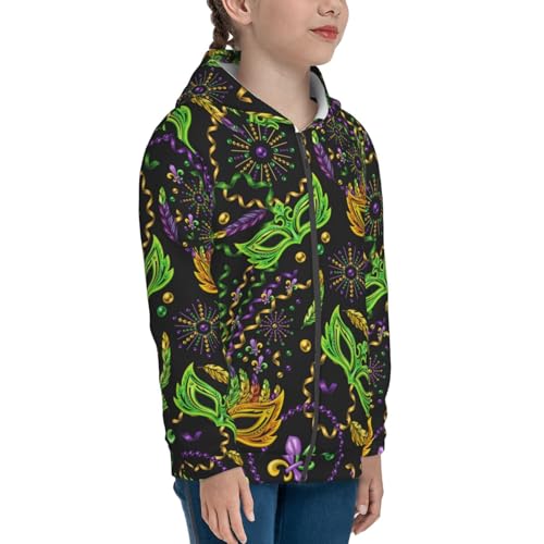Carnival Mardi Gras3 Kids Pullover Hoodies Boys Zip Up Sweatshirts Girls Athletic Clothes with Pocket4