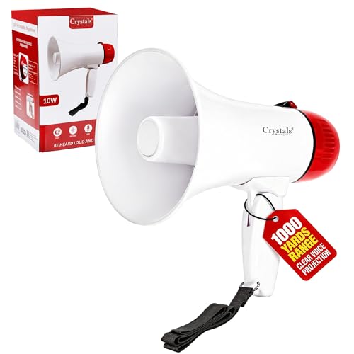 Image of Crystals Megaphone Speaker Portable – Mini Loud Speaker Megaphones with Siren Bullhorn – Built-in Siren, Record and Play, USB Connectivity