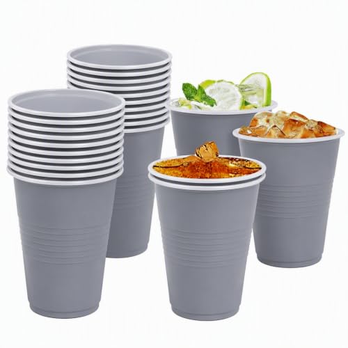 Image of FunBlast Party Drinking Glasses - 20 Pcs | 500 ML Reusable Beer Pong & Cocktail Cups | Leakproof, Strong & Durable Plastic Glass Set for Parties, Events & Celebrations (Grey)