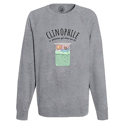 Sweatshirt Homme Clinophile avec Dessin de Chat et Motif Fainéant