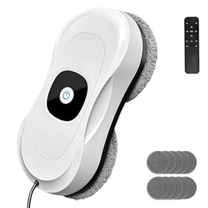 Memows Fensterputzroboter Fensterroboter Automatischer Fensterputzer mit Doppelstrahl Sprühfunktion, Fensterreiniger Roboter Elektrischer Fensterputzer 2800Pa Window Cleaning Robot 50ML Tank,10 Lappen