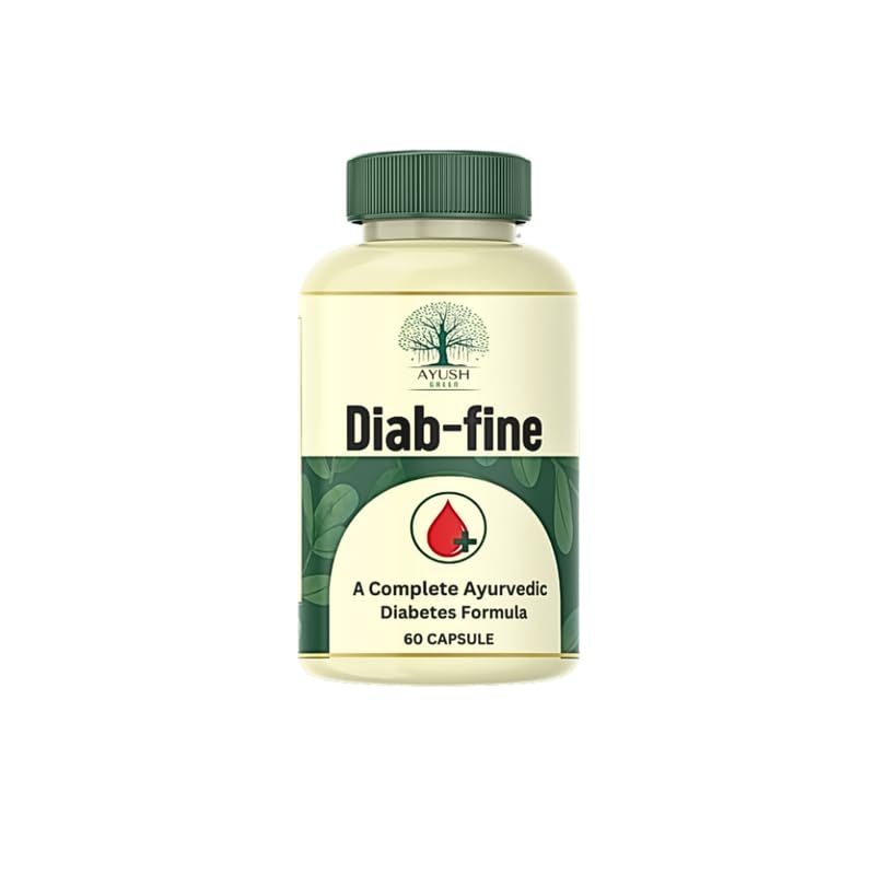 Diab-Fine Diabetes Care Tablets | Ayurvedic product | Clinically backed | helps maintain healthy blood sugar level (60 Capsules, Pack of 1)