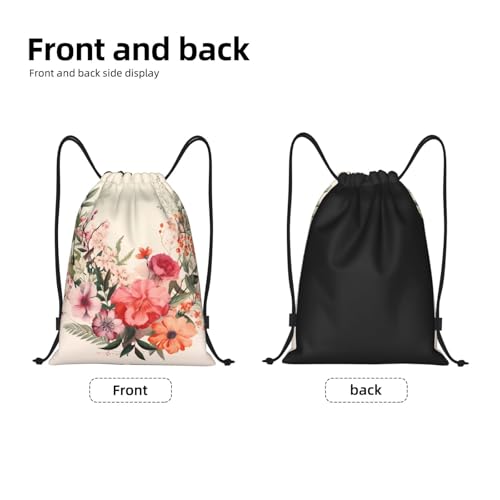 Drawstring Bag Lightweight Small Gym Bag for Women Flower illustrations Soccer Backpack for Sports Travel4