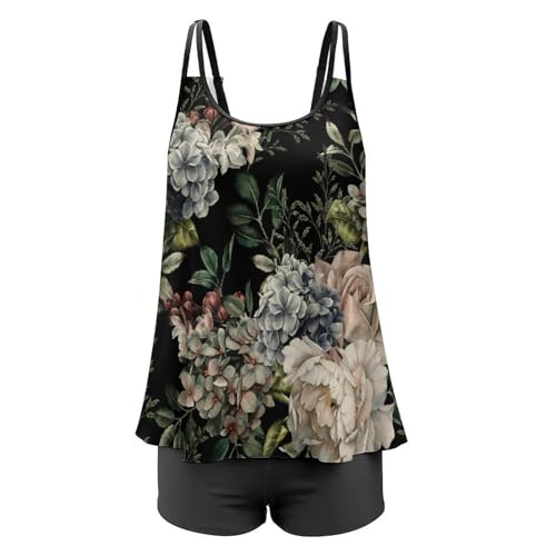 Maillot de bain tankini rétro avec short de garçon et robe de plage intégrée