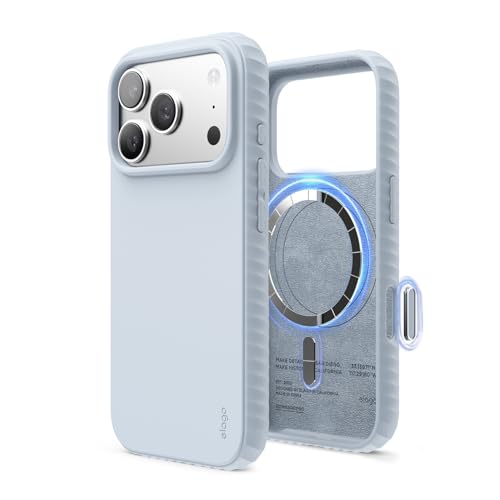 Image of elago Magnetic Ridge for iPhone 17 Pro Case, Premium Magnetic Silicone Case, Compatible with MagSafe, Liquid Silicone Material, Protective Cover, Shockproof, Slim Phone, 6.3 inch (Light Blue)