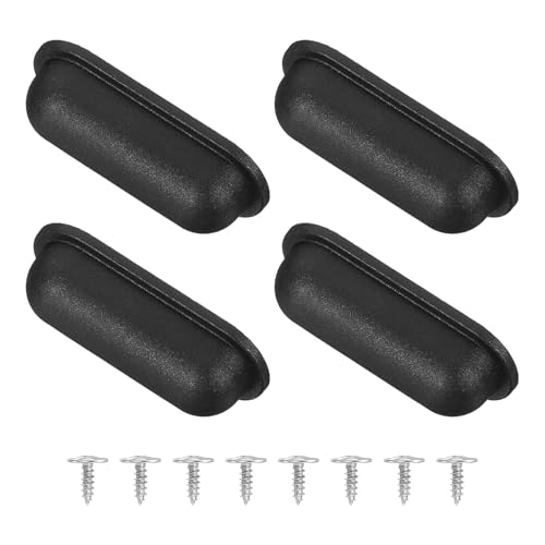 uxcell 4Pcs Luggage Replacement Pads, Plastic Luggage Stand Feet Stud, Suitcase and Travel Gear Bottom Side Accessories with Self-Tapping Screws, Black (57x24x15mm)
