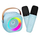 [Snughom]【LEDライト付き ブルートゥーススピーカー】屋外対応 防水ポータブル設計/カラオケマイク内蔵（2台接続可能）キャンプ・花見に適なマルチカラースピーカー