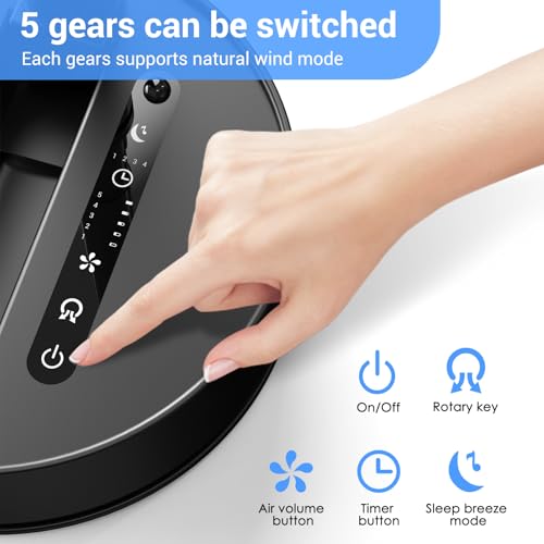 Marchpower 10\" Foldable Oscillating Standing Fan with Remote, Portable Pedestal Quiet Fan with Timer, 7200mah Rechargeable USB Desk Fan for Home Bedroom Office Travel Outdoor Camping - Thumbnail 3