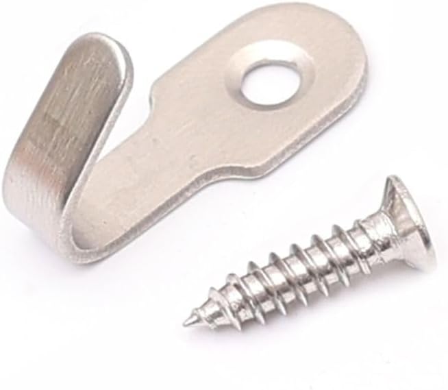 Mini Single Hook 10Pcs Bathroom Hardware J-Shaped Towel Rack Durable Stainless Steel(Silver with Screw)