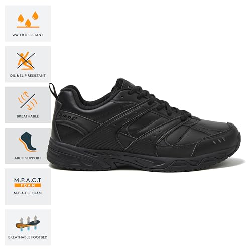 Image of HI-TEC Fusion SR Non Slip Shoes for Men Food Service - Black Comfort Restaurant Slip Resistant Work Mens Sneakers, Medium or Extra Wide
