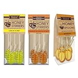 Melville Honey Spoon Bundle Pack of 3 Flavors - Honey Dipper, Manuka, Lemon, Orange Blossom - 15 Honey Spoons For Tea - Delicious Candy Spoons - Hard Candy Honey Spoons Lollipop On Wooden Ball Sticks