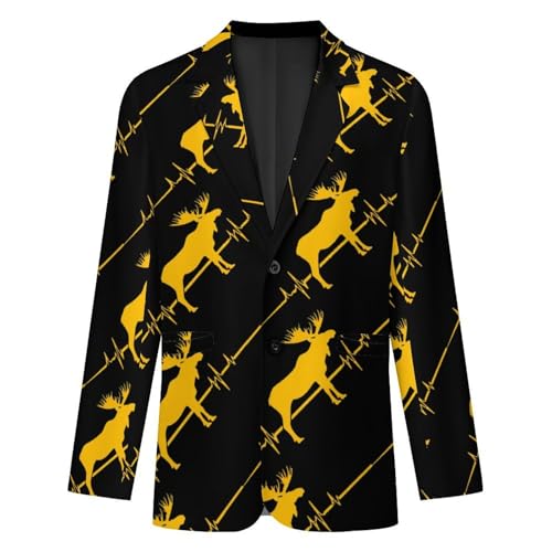 Moose Heartbeat Men's Suits Business Formal Suit Dress Print Jackets Casual Wedding Party Coat4