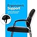 Oline Leather Guest Chair with Padded Arms, Reception Meeting Conference Waiting Room Lobby Home Desk Big and Tall Executive Office Chair, Black (1 Pack)