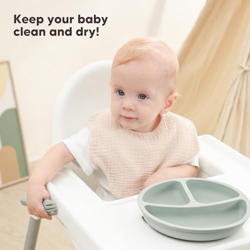 Image of Bearmoss Baby Bibs for Drooling & Teething 8 Pack Muslin Cotton Soft Absorbent Adjustable Unisex Bibs Boys Girls 0-36 Months