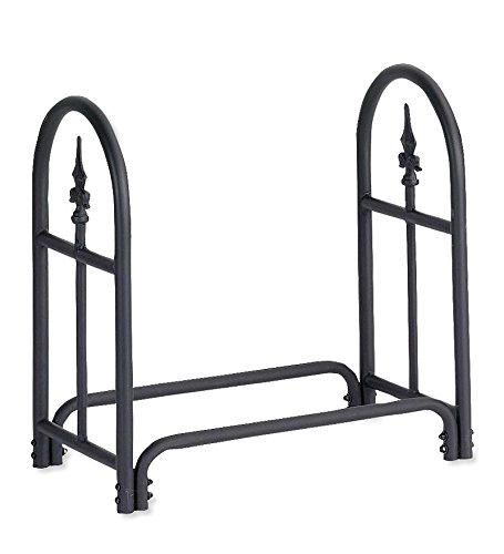 Plow & Hearth 10117 Heavy Duty Steel Outdoor Firewood Rack with Finial Design
