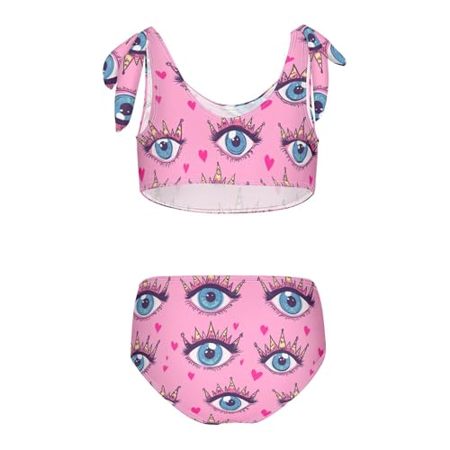 Wusikd Eyes Heart-Shaped Girls Swimsuits Two Piece Crowns Pink Swimwear Bikini Set for for Girls Size 3T2