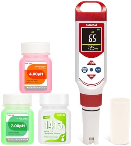 GIDIGI pH EC Meter for Hydroponic, Digital pH TDS EC ppm Tester with ...