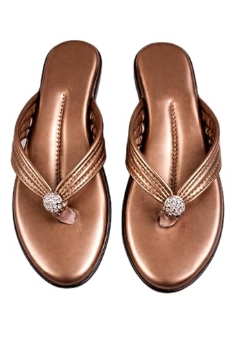 Image of Women Stylish Toe Ring Flats | Cushioned Comfort Slip-On Sandals | Anti-Slip Daily Wear| Lightweight Casual Footwear KS913